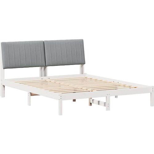  Okvir za krevet s uzglavljem Bijelo 160 x 200 cm tkanina Slike
