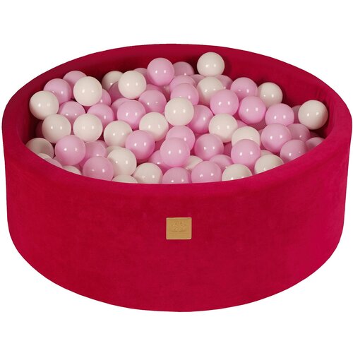 MeowBaby Bazen z žogicami, 90x30 cm z 200 žogicami, žamet, magenta: bela/pastelno roza, (21295047) Cene