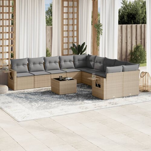  11-dijelni set vrtnih sofa od poliratana s jastucima bež Slike