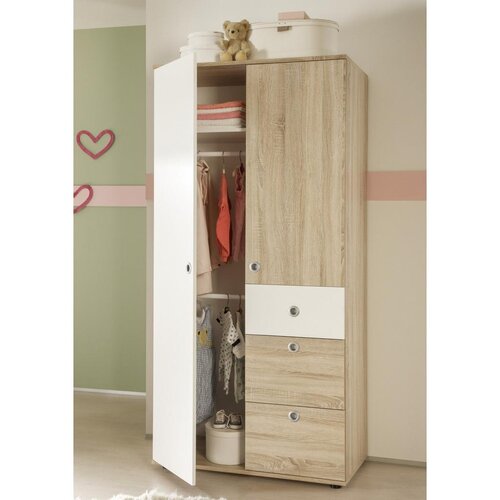 MID.YOU omara s klasičnimi vrati wiki baby, hrast, bela, &amp;scaron;. 90cm Slike