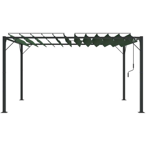 Gazebo s krovom s roletnom Zelena 3 x 4 x 2,14 m Slike
