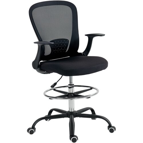 HOMCOM pisalni stol poliester, večplastna plo&amp;scaron;ča 62D x 59&amp;Scaron; x 99&amp;ndash;119V cm Črna, (5000243001) Slike