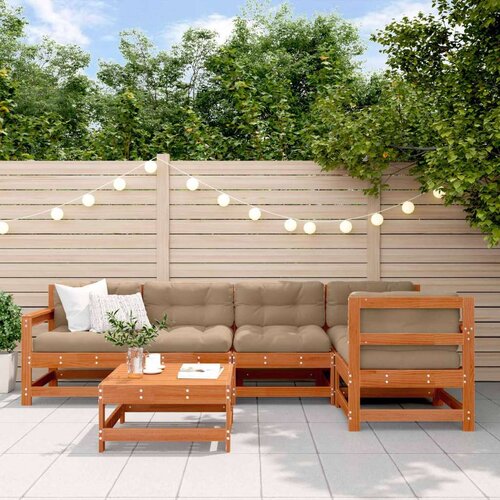  Set lounge namještaja za vrt 6 pcs Vosak Smeđa Masivna borovina - Voštano smeđa Cene