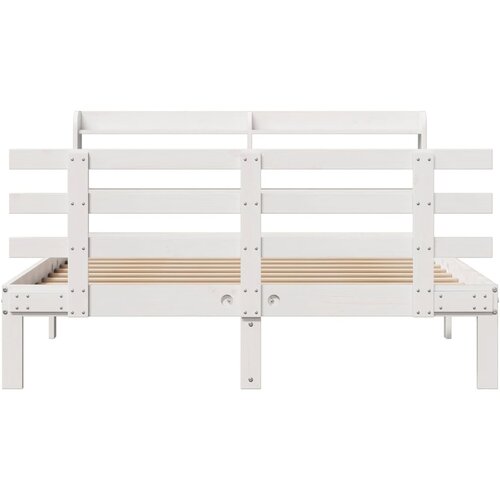  Okvir za krevet s uzglavljem bijeli 135 x 190 cm od borovine Slike