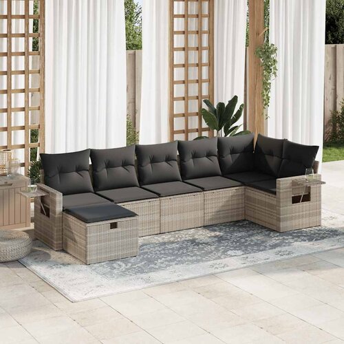 vidaXL 7-dijelni set vrtnih sofa svjetlosivi od poliratana Cijene