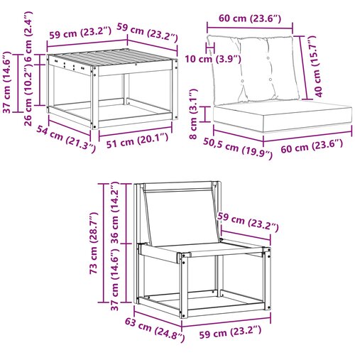  Set vanjskih sofa 6 kom. Prirodna i crna Slike
