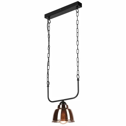 LAMKUR Črno-rjava viseča svetilka s steklenim senčnikom -