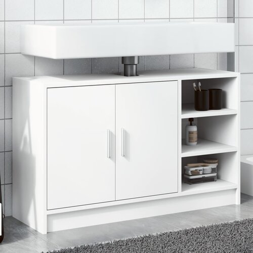  The Living Store Omarica za umivalnik bela 90x29x55 cm inženirski les - Omarica Za Umivalnik, (21486577) Cene