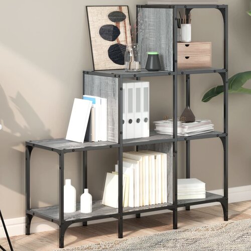 vidaXL Regal za knjige siva boja hrasta 92x30x102 cm od drva i metala Cijene