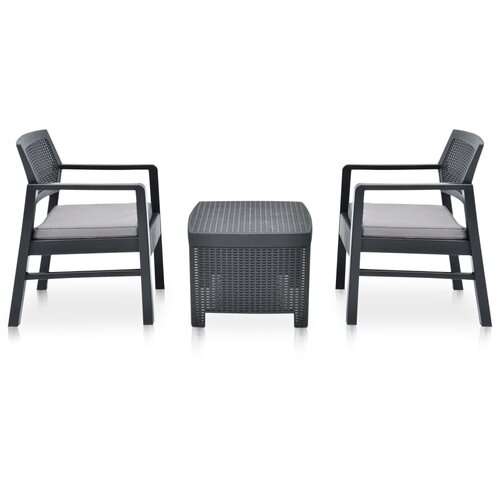 Maison Chic Seti vrtnega pohištva - Vrtna garnitura - Vrtni pohištvo set 3-delna plastika antracitna, (21811545) Cene