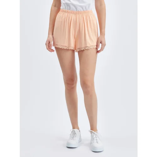 Orsay Women's apricot shorts with lace