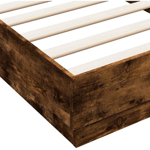  Okvir kreveta s LED svjetlima dimljena boja hrasta 75 x 190 cm Slike