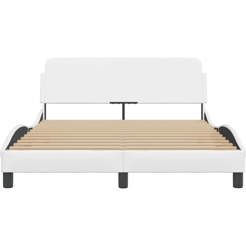 VidaXL okvir za krevet s uzglavljem bijeli 140x190 cm od umjetne kože Slike