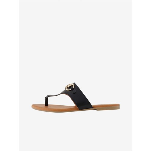 Pieces Black Leather Flip Flops Vira - Women Slike