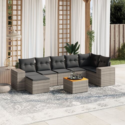 vidaXL 8-dijelni set vrtnih sofa od poliratana s jastucima sivi Cijene