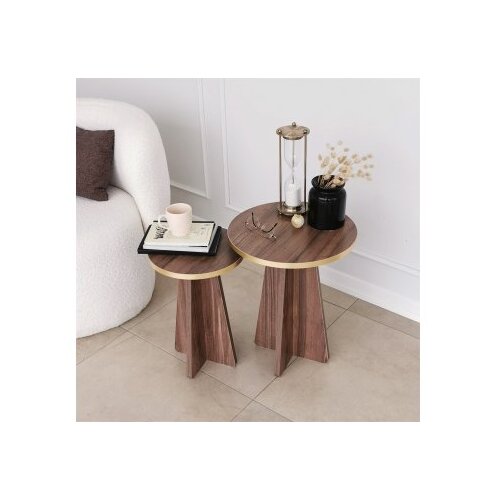 Hanah home set stolova mushroom 2 gold walnut Slike