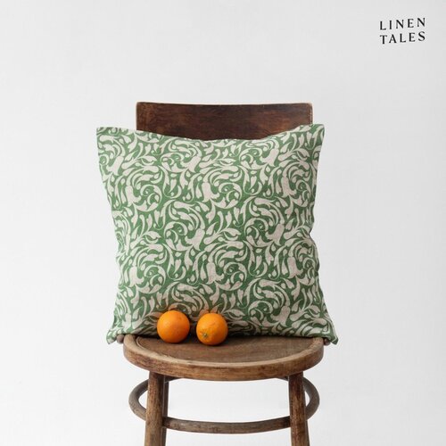 Linen Tales Lanena ukrasna jastučnica 45x45 cm Evergreen Damask &amp;ndash; Slike