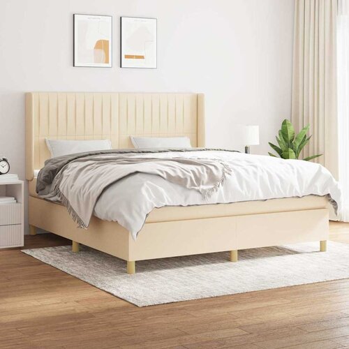  Krevet s oprugama i madracem krem 160x200 cm od tkanine Cijene