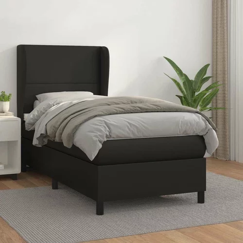  Box spring postelja z vzmetnico črn 100x200 cm umetno usnje, (20790066)