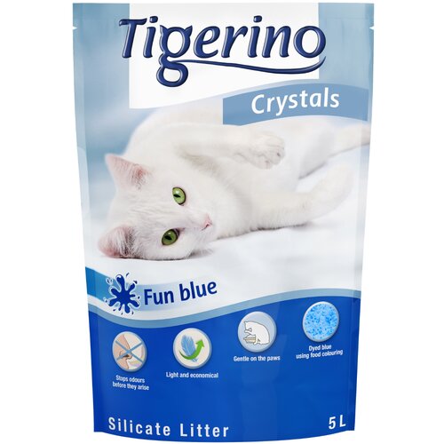 Tigerino Crystals Fun - obarvan pesek za mačke - moder 5 l (pribl. 2,1 kg) Cene