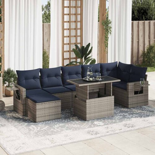 vidaXL 8-dijelni set vrtnih sofa od poliratana s jastucima sivi bagrem Cijene
