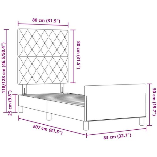 VidaXL krevet s okvirima tamno siva 80x200 cm bar&amp;scaron;un Slike