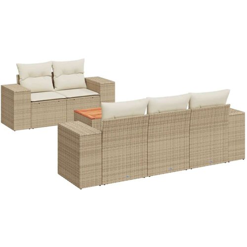VidaXL 6-dijelni set vrtnih sofa s jastucima bež od poliratana Slike