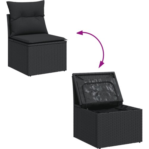  9-dijelni set vrtnih sofa s jastucima crni od poliratana Crna 234 x 234 x 69 cm Slike