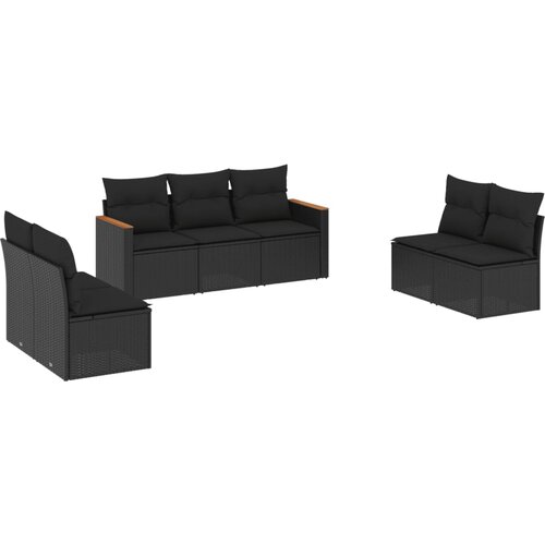 Maison Chic Seti vrtnega pohi&amp;scaron;tva - Vrtna garnitura - Vrtni pohi&amp;scaron;tvo set 7-delna z blazinami črn poli ratan, (21803023) Slike