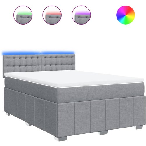 vidaXL Box spring posteljni z vzmetnico svetlo siv 140x190 cm blago, (21310712) Cene