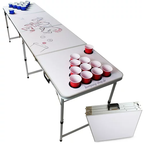 BeerCup Backspin, stol za Beer Pong, set, bijeli, DIY, ručke, držači loptica, 6 loptica