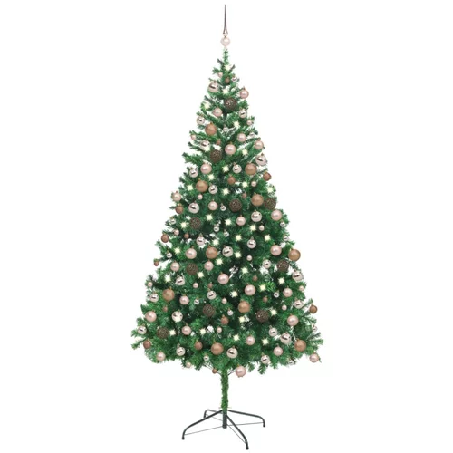 vidaXL umjetno božićno drvce LED s kuglicama 210 cm 910 grana