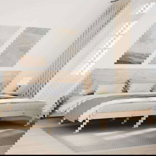  Dugi okvir kreveta bez madraca 200 x 210 cm masivno drvo - Prirodna 200 x 210 cm Slike