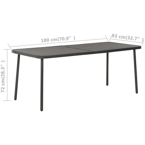  Vrtni stol tamnosivi 180 x 83 x 72 cm čelični Slike