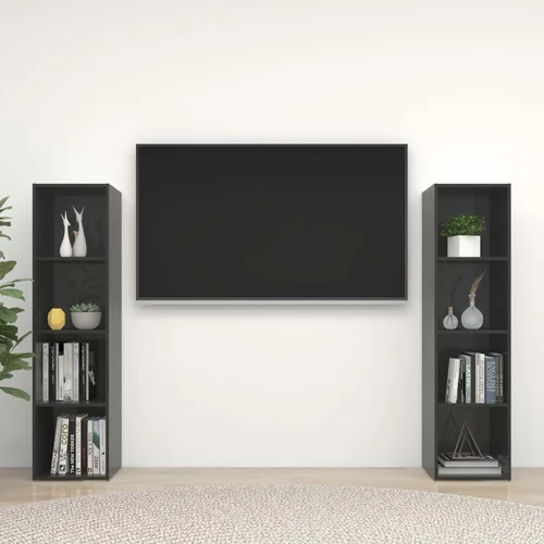 vidaXL TV omarice 2 kosa visok sijaj sive 142,5x35x36,5 cm iverna pl.