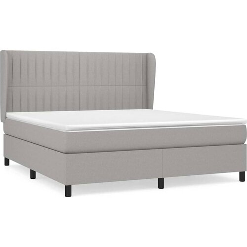  Krevet s oprugama i madracem svjetlosivi 180x200 cm od tkanine Slike