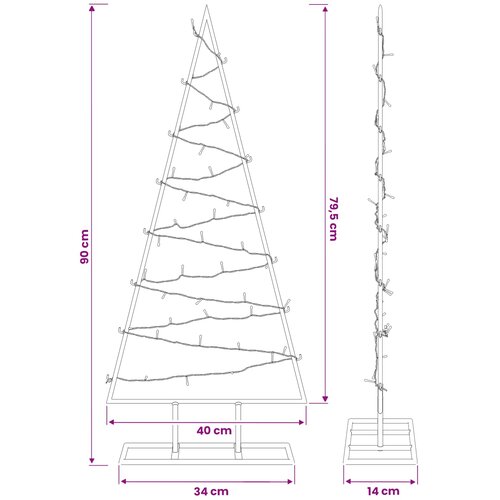  Metalna božićna jelka KUOPIO 90 cm Topla bijela Čelik Crna Slike