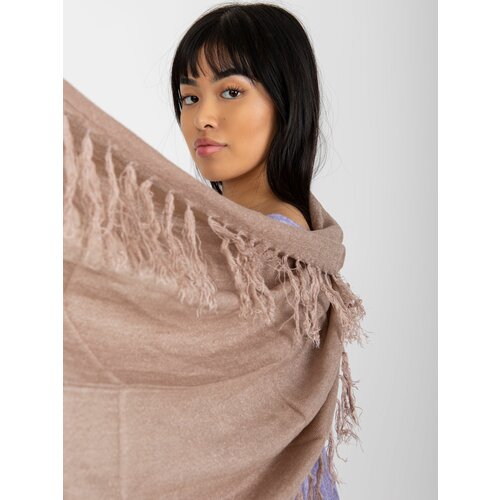 Fashion Hunters Lady's dark beige long scarf with fringe Slike