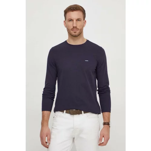 Calvin Klein Majica z dolgimi rokavi moški, mornarsko modra barva
