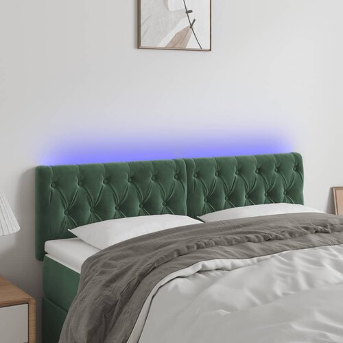 The Living Store led posteljno vzglavje temno zeleno 144x7x78/88 cm žamet - led vzglavje, (21487859) Slike