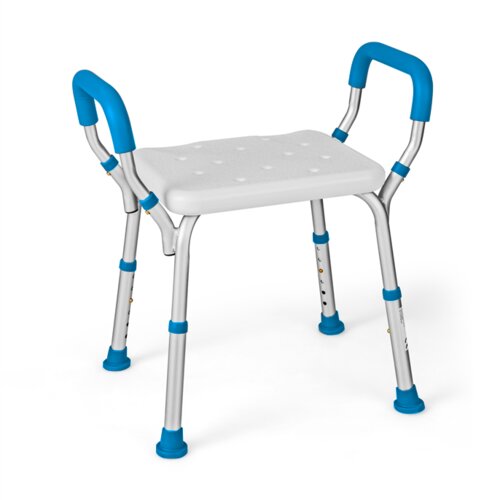 Proizvodi za tijelo Tuš stolica s podesivom visinom, aluminijska klupa za tuširanje, nosivost 100 kg s protukliznim gumenim nogama, plava Cene