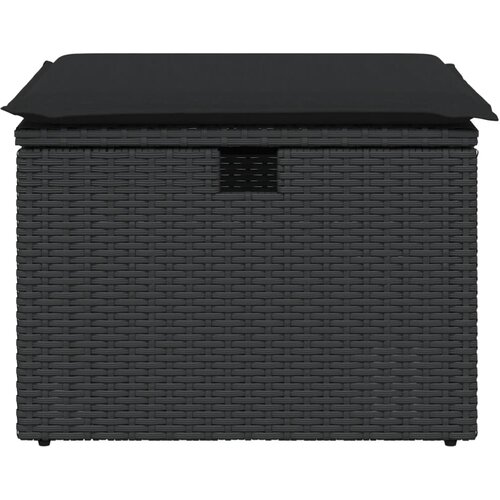  Vrtni tabure s jastukom crni 55 x 55 x 37 cm od poliratana Slike