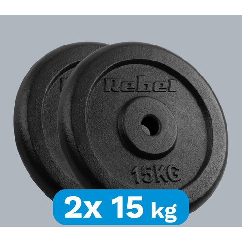 Rebel Active set utega od lijevanog željeza 2x15kg, rupa 31mm, klasična ploča Slike