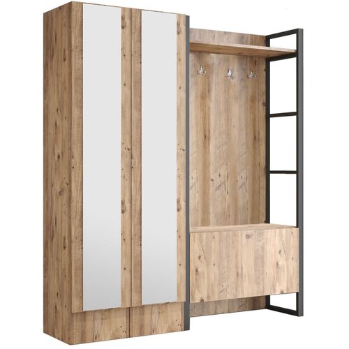 Kalune Design Garnitura za hodnik u dekoru bora u prirodnoj boji Yvette - Slike