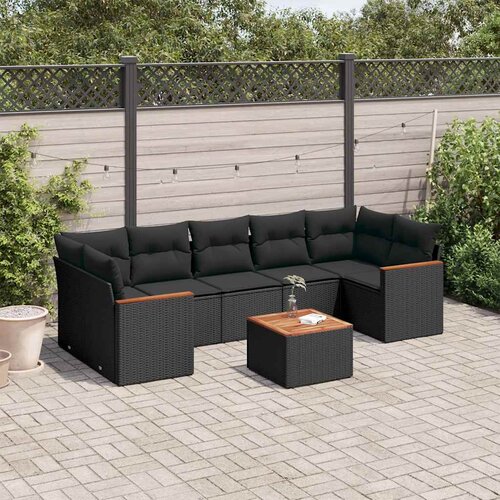  8-dijelni set vrtnih sofa od poliratana s jastucima crni Cijene