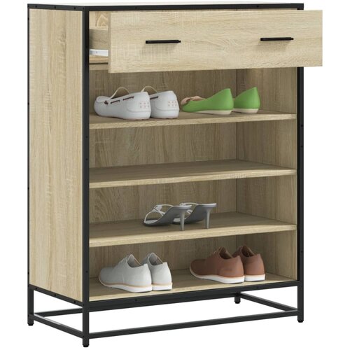 VidaXL Omarica za čevlje sonoma hrast 75x38x97,5 cm inž. les in kovina Slike