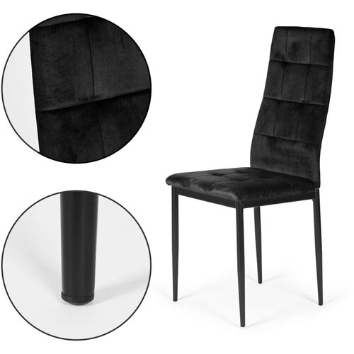  Set od 4 crne bar&amp;scaron;unaste stolice za blagovaonicu i dnevni boravak ModernHome Slike