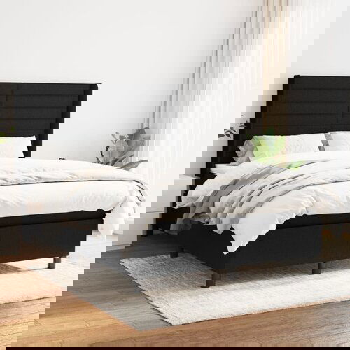 The Living Store Box spring posteljni z vzmetnico črn 140x190 cm blago - Box Spring Postelja, (21438439) Slike