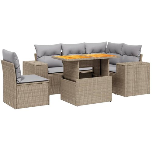 vidaXL 6-dijelni set vrtnih sofa s jastucima bež od poliratana Cijene