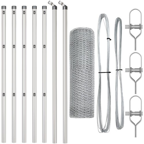 VidaXL &amp;Scaron;esterokotna ograja 0,5x10 m Galvanizirano jeklo, Ograjni stebri 7 kos &amp;Oslash;32 mm 100 cm Galvanizirano jeklo Slike